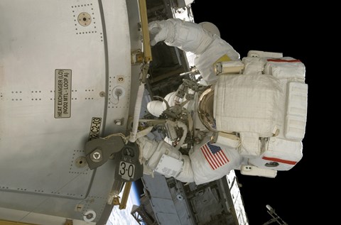Framed Astronaut Works on the New Columbus Laboratory&#39;s Exterior During a Spacewalk Print