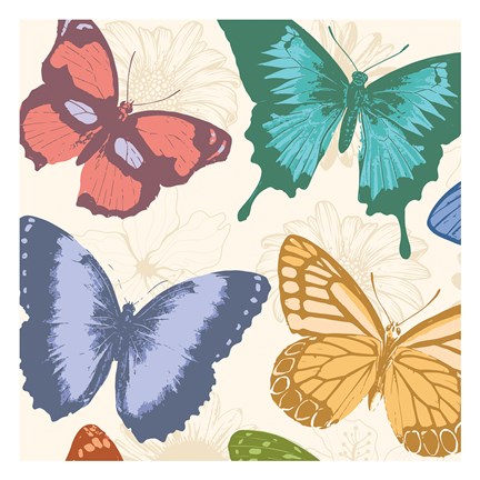 Framed Colorful Butterflies Print