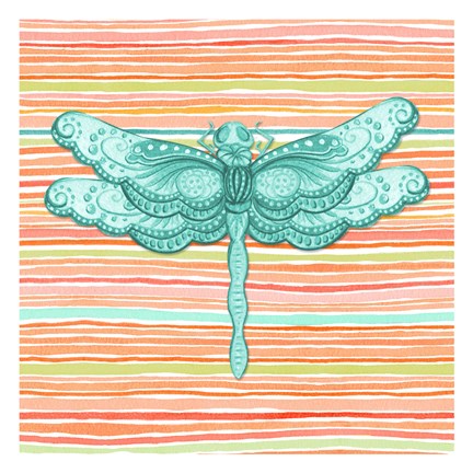 Framed Summer Stripe dragonfly 1 Print