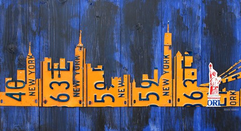 Framed NYC Extended Version License Plate Print
