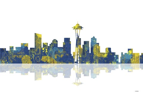 Framed Seattle Washington Skyline 1 Print