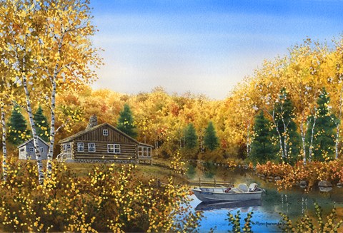 Framed Fall Cabin Print