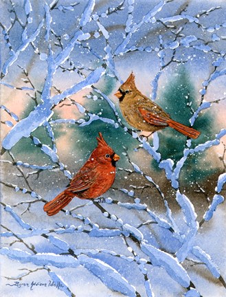 Framed Sunset Cardinals Print