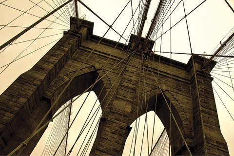 Framed Brooklyn Bridge II (sepia) Print