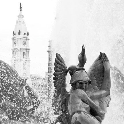 Framed Fountain (City Hall) (b/w) Print