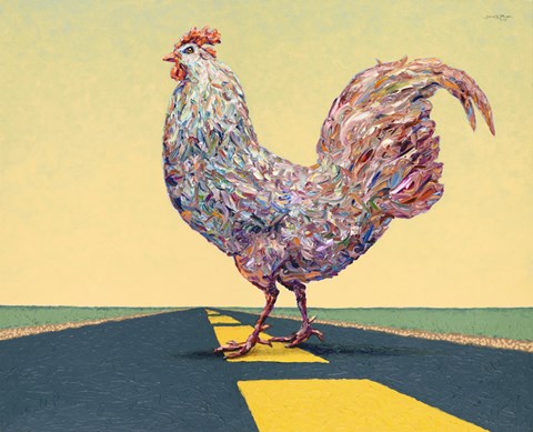 Framed Crossing Chicken Print
