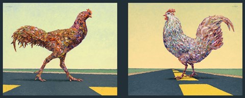 Framed Road Chickens Diptych Print
