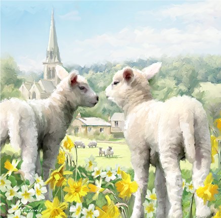 Framed Easter Lambs Print