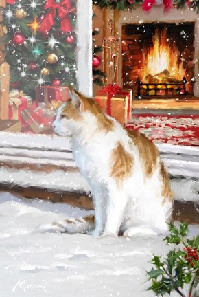 Framed Cat In Snow Print