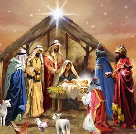 Framed Nativity Collage Print