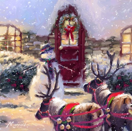 Framed Reindeer And Snowman 1 Print