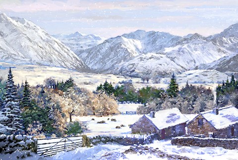 Framed Landscape In Snow Print