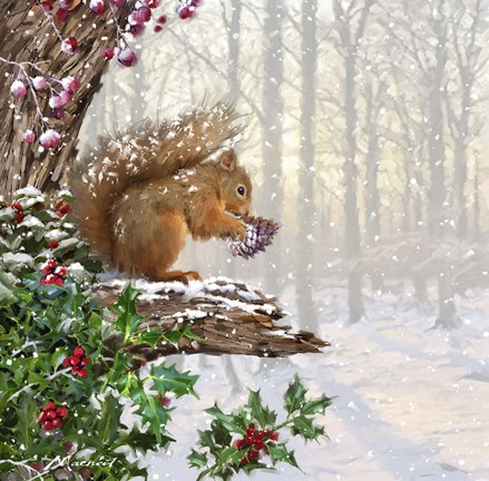 Framed Christmas Squirrel Print