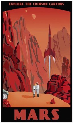 Framed Crimson Canyons Of Mars Print
