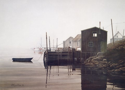 Framed Misty Harbor Print