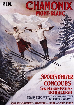 Framed Chamonix Mont-Blanc Sports Print