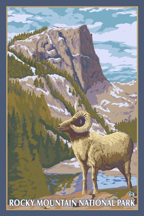 Framed Rocky Mountain Park Ram Print