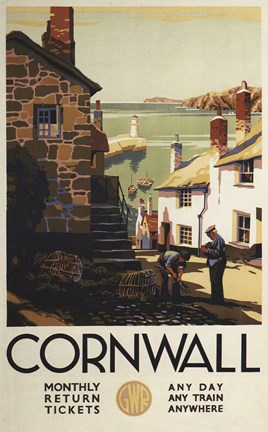 Framed Cornwall Village Train Ad Print