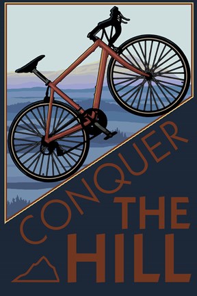 Framed Conquer The Hill Bicycle Ad Print