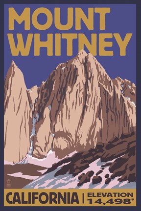 Framed Mount Whitney Elevation Print