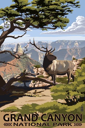 Framed Grand Canyon Park Elk Print