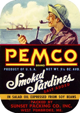 Framed Pemco Brand Smoked Sardines Print