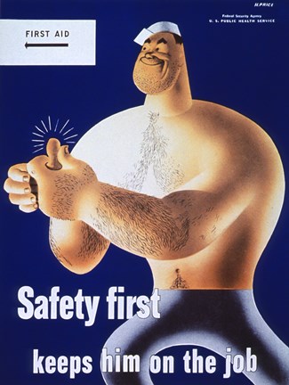 Framed Safety First Keeps Him on the Job Print
