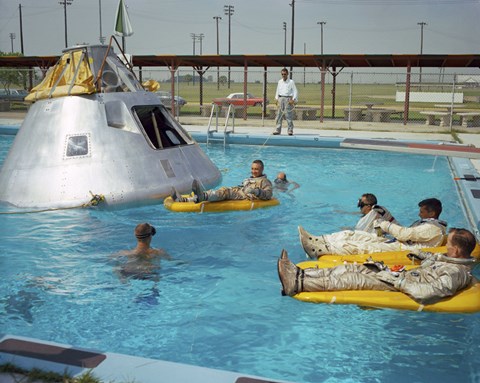 Framed Apollo 1 Astronauts Working by the Pool Print