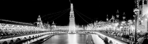 Framed Luna Park at Night, Coney Island Print