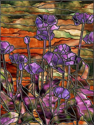 Framed Stained Glass Poppies Print