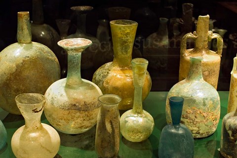 Framed Bottles and Jugs for Wine, Museo de la Cultura del Vino, Spain Print