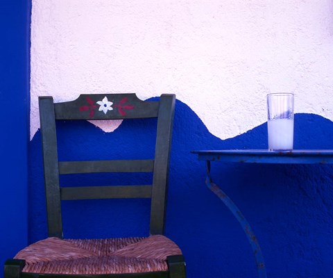 Framed Glass of Ouzo on a Taverna table South Crete Greece Print