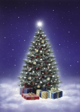 Framed Winter Christmas Tree II Print