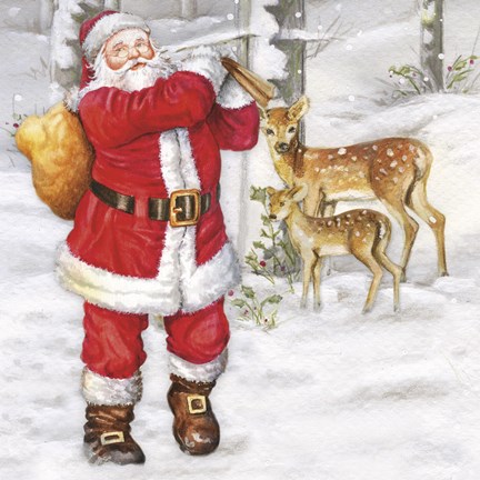Framed Santa&#39;s Gift Bag and Deer Print