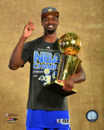 Framed Harrison Barnes with the NBA Championship Trophy Game 6 of the 2015 NBA Finals Print