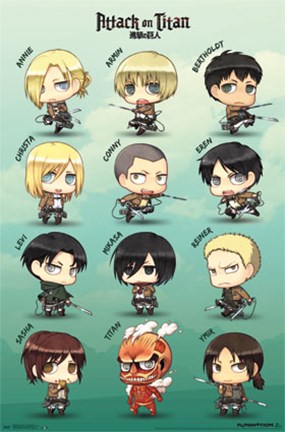Framed Attack on Titan - Chibi Characters Print