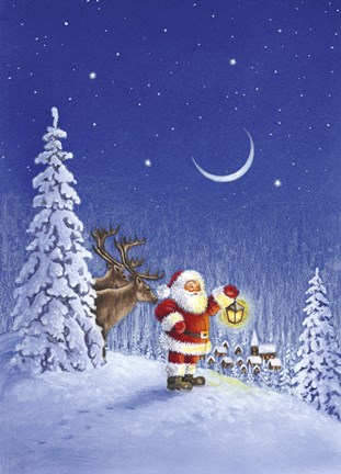 Framed Santa&#39;s Evening Search Print