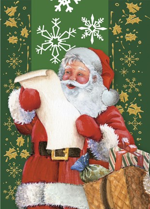 Framed Santa&#39;s List And Snowflakes Print