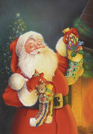 Framed Santa Hanging The Stockings Print