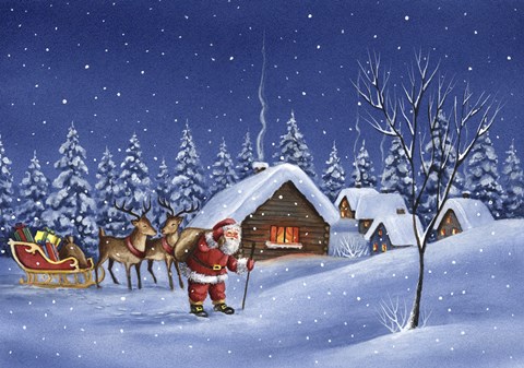 Framed Santa&#39;s Wintery Rest Print