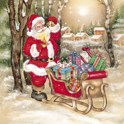 Framed Santa&#39;s Bells And Candle Print