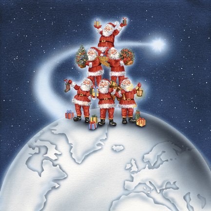 Framed Santas On Top Of The World Print