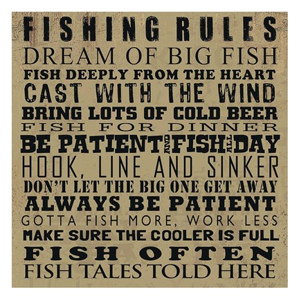 Framed Fishing Rules Print