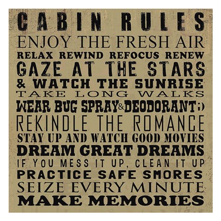 Framed Cabin Rules Print