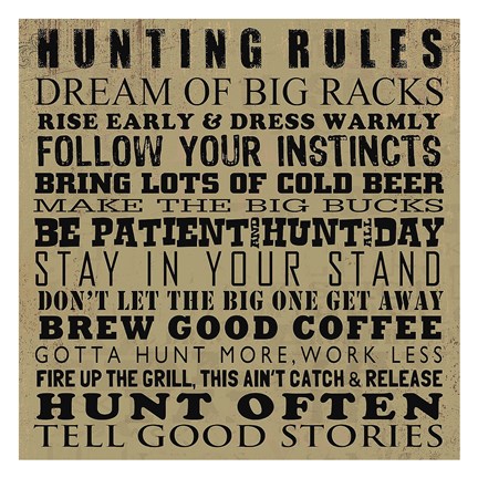 Framed Hunting Rules Print