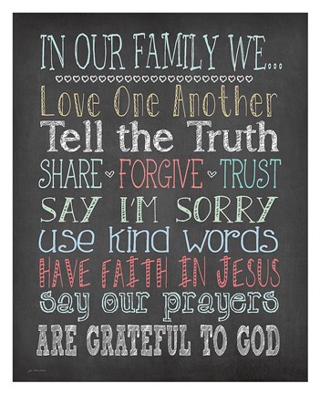 Framed Faith Family Rules Print