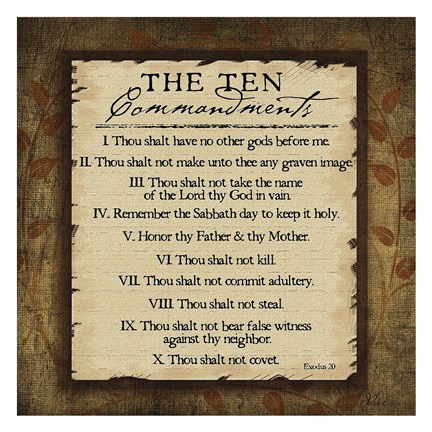 Framed Ten Commandments Print