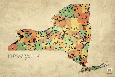 Framed New York County Map Print