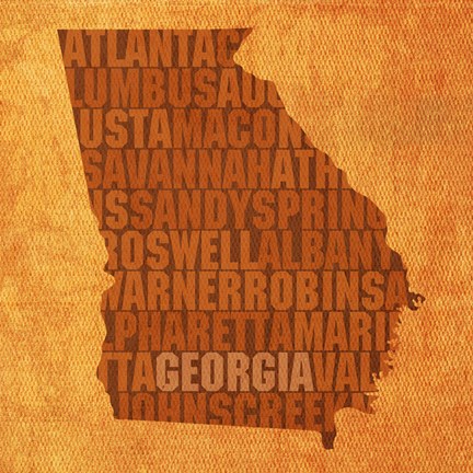 Framed Georgia State Words Print