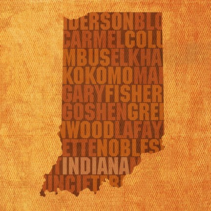 Framed Indiana State Words Print